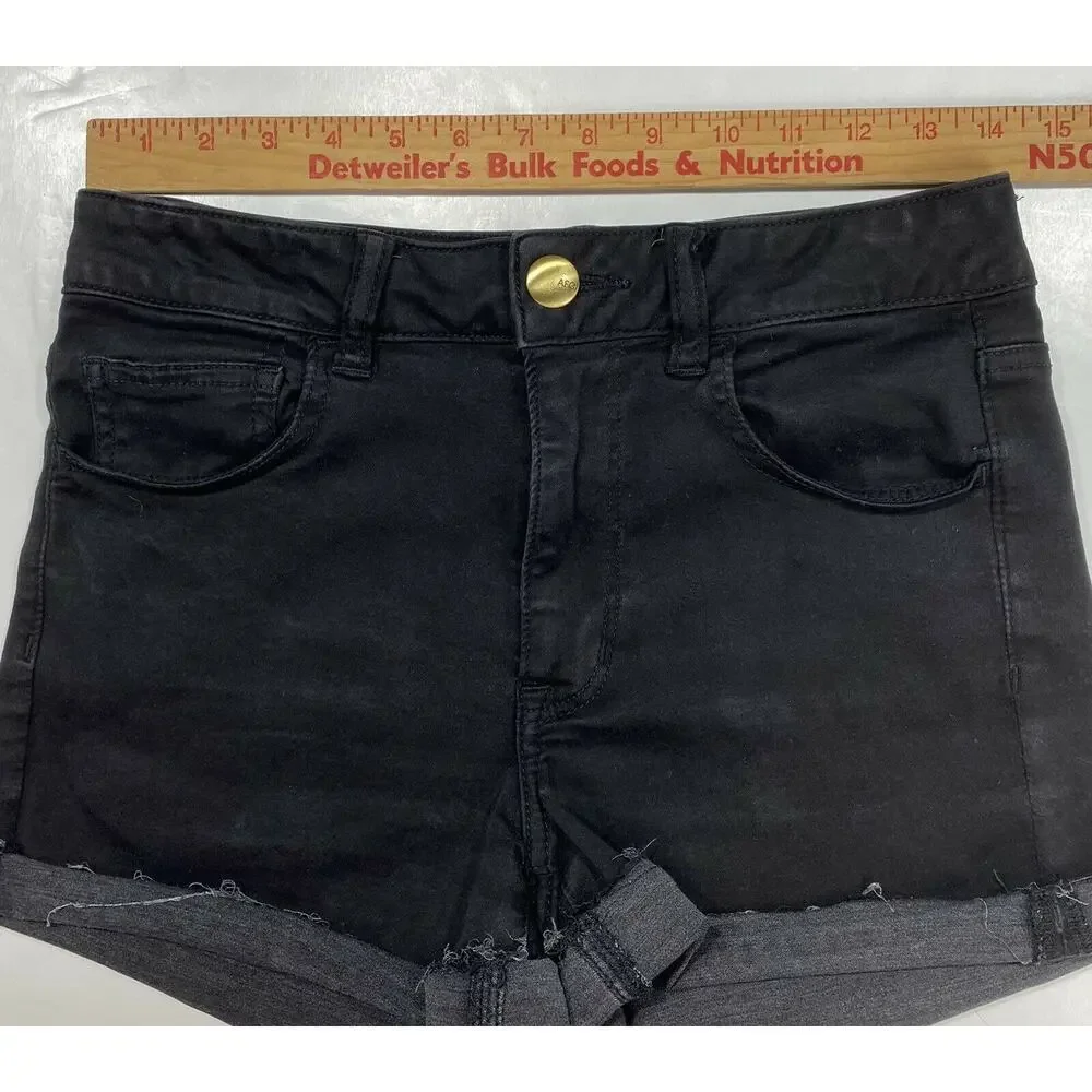 American Eagle Shorts 8 Hi-Rise Shortie Super Super Stretch Black Denim